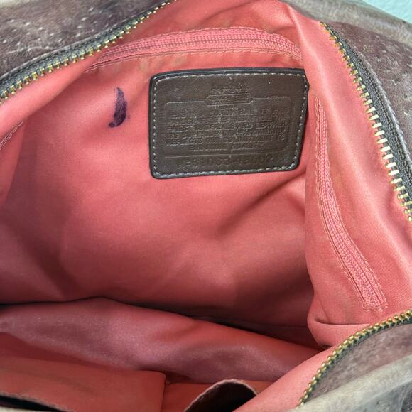 Coach Brown Leather Gold Distressed Hobo Bag Purse McBling Boho Y2k 2000s - Picture 14 of 15